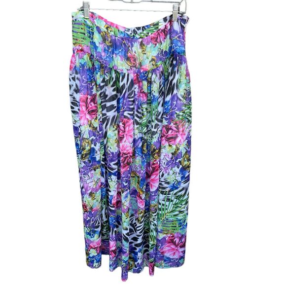 Boston Proper Maxi Skirt Womens Size 14 Lined Floral Zebra Flowy Boho Cottage - Picture 2 of 12